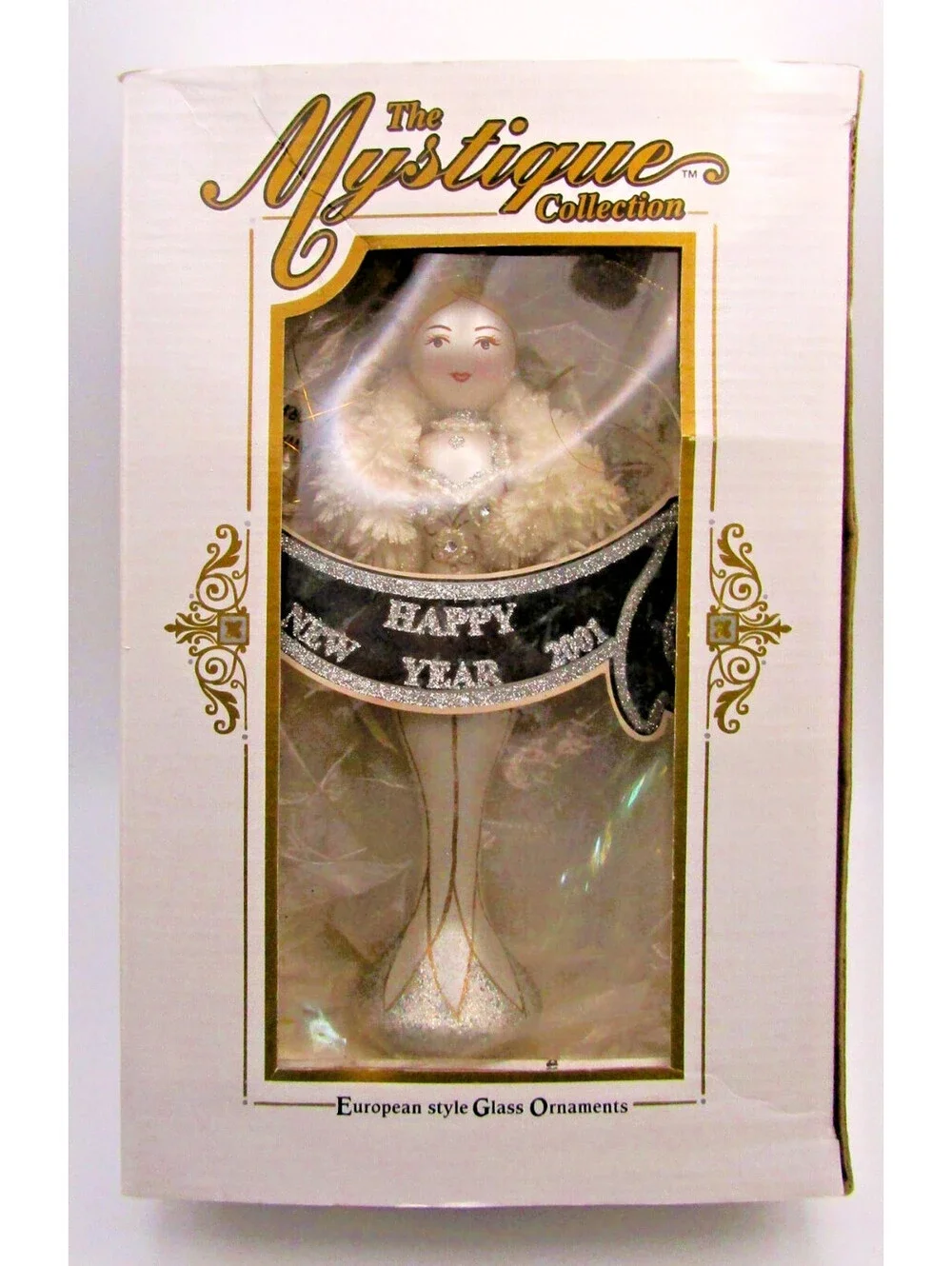 Two Ornaments Kurt Adler 2001 Mystique with Box and Grandfather Clock